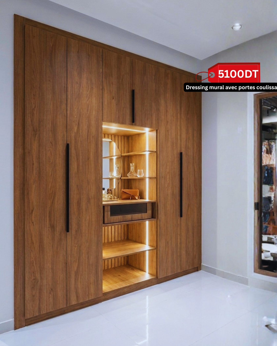 Dressing Mural avec Portes Coulissantes Premium